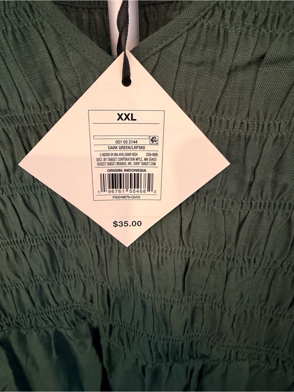 Green Smocked V-Neck Midi Dress Ava Viv. NWT. - Picture 5 of 5